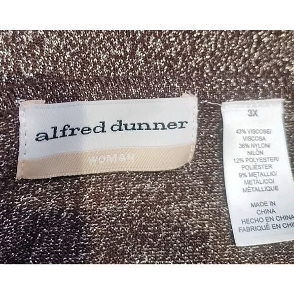 Alfred Dunner holiday metallic sweater Womens 3X brown gold tan beige pullover - Picture 5 of 6